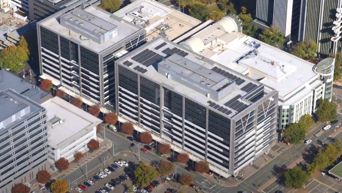The ATO headquarters at 21 Genge Street could sell for around the high-$300 million mark. Picture: Knight Frank/Youtube
