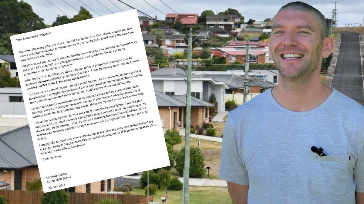 Eurobodalla Mayor Mathew Hatcher (pictured) is asking non-resident ratepayers to consider renting their South Coast holiday homes amid the region's housing crisis. Picture: Supplied