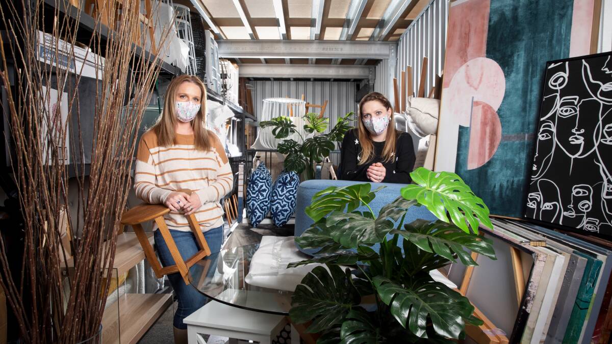 Adorn Home Staging business director Samantha Mallinson and creative director Jessica Wade were forced to find more storage for their staging furniture while their business was unable to operate. Picture: Sitthixay Ditthavong