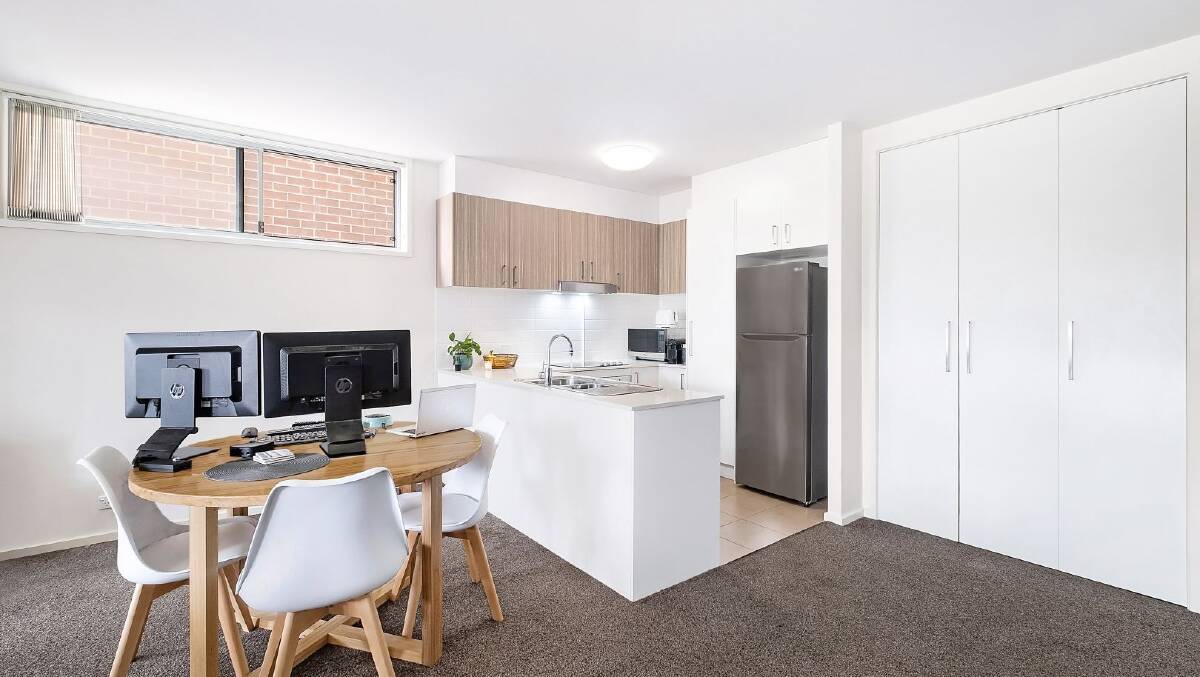 This one-bedroom unit in Harrison is currently accepting offers of more than $349,000. Picture: Stone Gungahlin