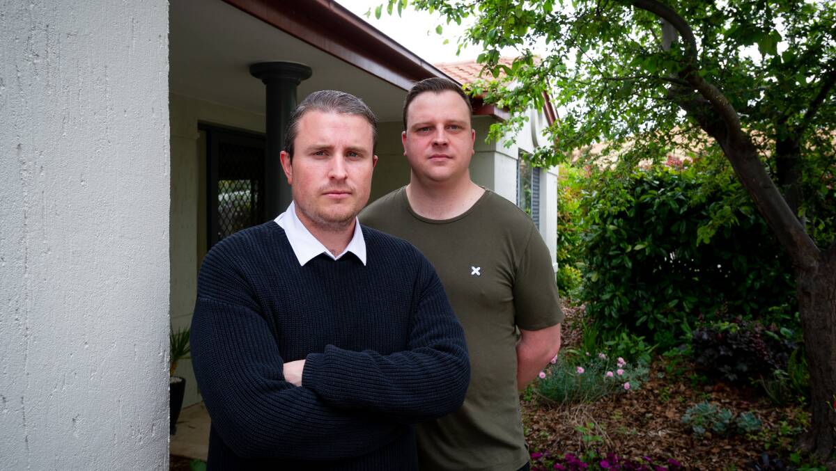 Reece Peart and Brayden Abbott have welcomed a proposed law reform to protect future off-the-plan buyers from having their contracts cancelled by developers. Picture: Elesa Kurtz