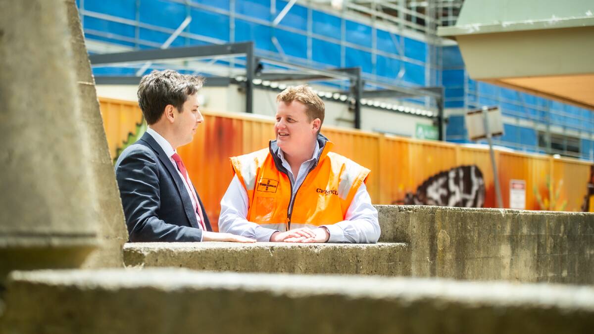 Labor MLA Michael Pettersson and CFMEU ACT's Zach Smith want swift action on a developer licensing scheme in the ACT. Picture by Karleen Minney