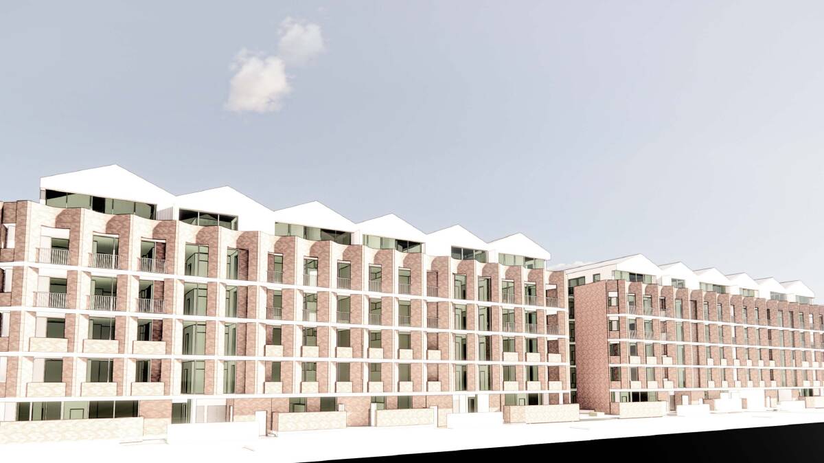 Building B proposes 87 apartments across two, six-storey buildings and 10 townhouses. Picture Cox Architecture