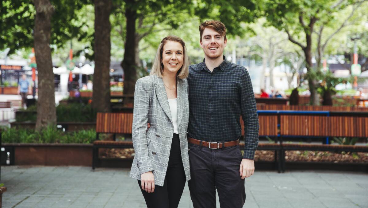 Canberra couple Alex Hoss and Declan Shrubb have recently sold their inner-south apartment in a bid to purchase their first house. Picture: Dion Georgopoulos