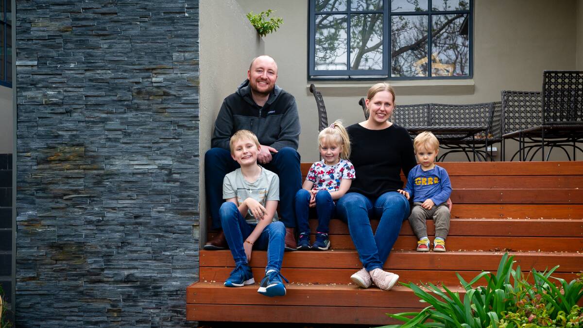 Mel and Ken Hendrie, pictured with their children Lachlan, 9, Mila, 6, Cameron, 1, have just purchased a home after a 12-month search. Picture: Elesa Kurtz 