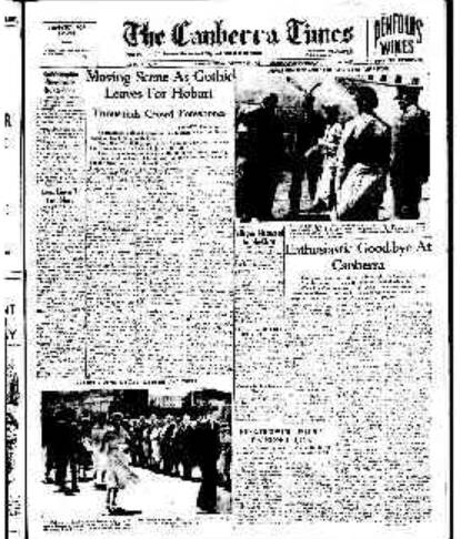 The front page of The Canberra Times on this day in 1954.