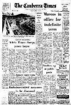 The front page of The Canberra Times on January 18, 1973.