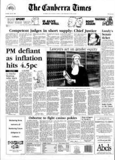 The Canberra Times' front page on this day in 1995.