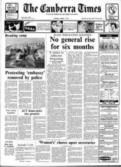 The front page of The Canberra Times on this day in 1981.