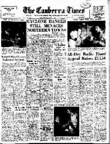 The front page of The Canberra Times on this day in 1955.