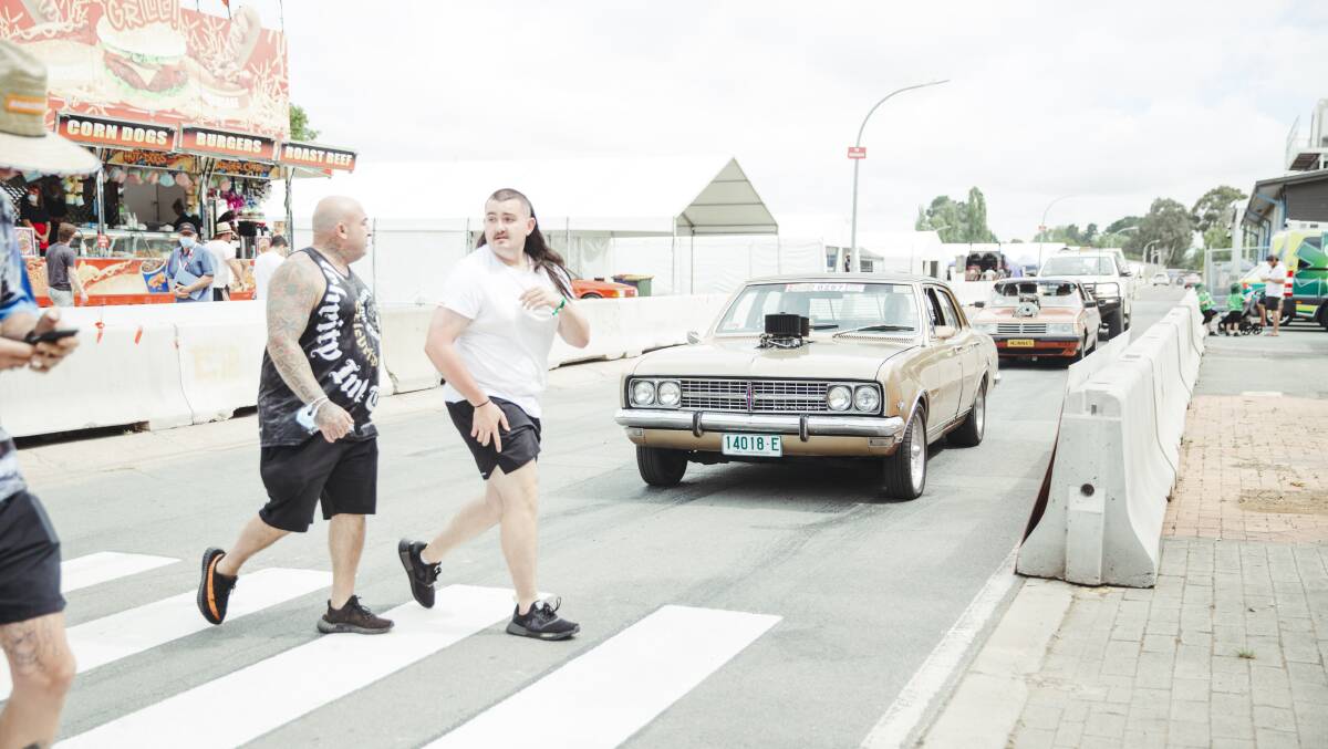 The first people walk through the gates for Summernats 2022. Picture: Dion Georgopoulos