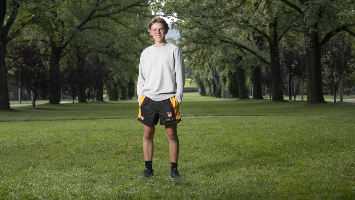 ANU student Charlie Durkin is excited to go back to in-person learning on campus. Picture: Keegan Carroll