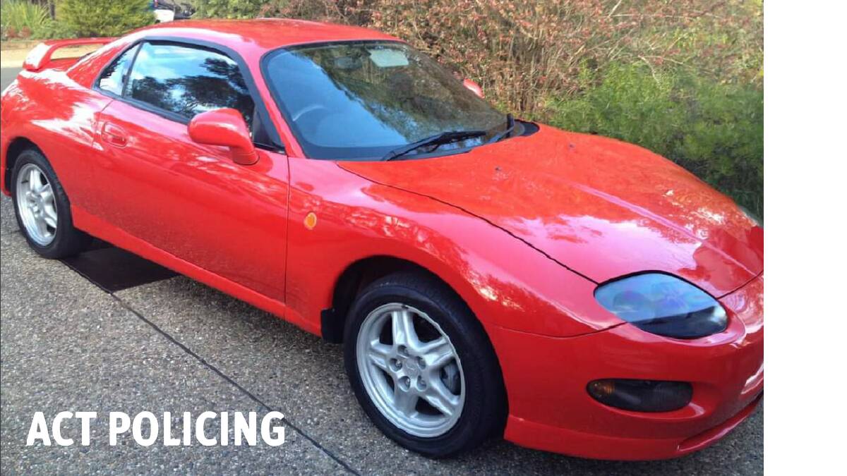 The red Mitsubishi FTO that was allegedly stolen by Martin Chatfield and Arthur Freeman. Picture by ACT Policing 