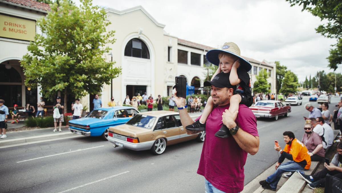 Summernats 2022 city cruise down Northbourne Avenue in Civic. Picture: Dion Georgopoulos