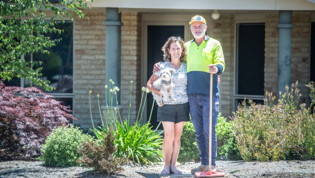 Nicole and Peter Maher with their dog Bear have been living in Nicholls for 22 years. Picture by Karleen Minney.