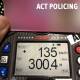The speed reading from Monday night. Picture: ACT Policing 