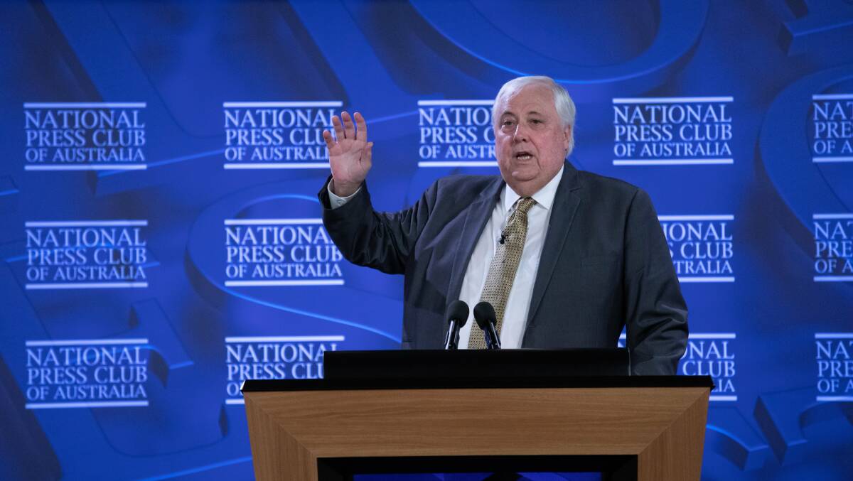 Clive Palmer speaks at the National Press Club in Canberra. Picture: James Croucher
