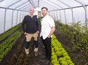 Executive chef Mark Glenn and head gardener Peter Anderson of Pialligo Estate. Picture: Keegan Carroll