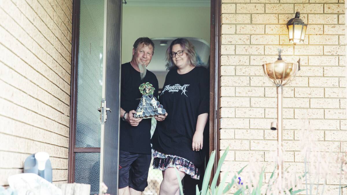 Bar Manager Mike Stanker and co-head chef Kez Gleeson of The Basement in Canberra will be in quarantine over christmas due to COVID-19, pictured at their home in Evatt. Picture: Dion Georgopoulos