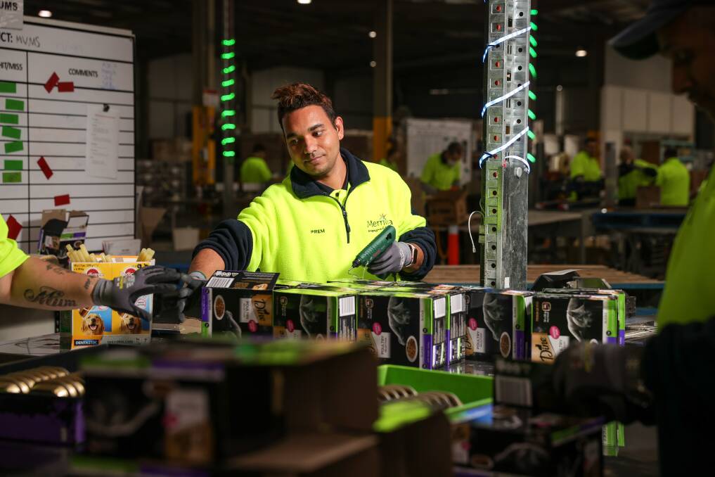 STAR LEARNER: Prem Khadka has picked up and mastered the skills required to package food items on the shop floor at Merriwa's Wodonga facility. 