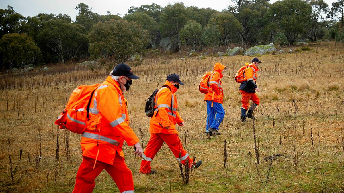 SES tracking during police search and rescue training exercise at Namadgi National Park. Picture by Elesa Kurtz