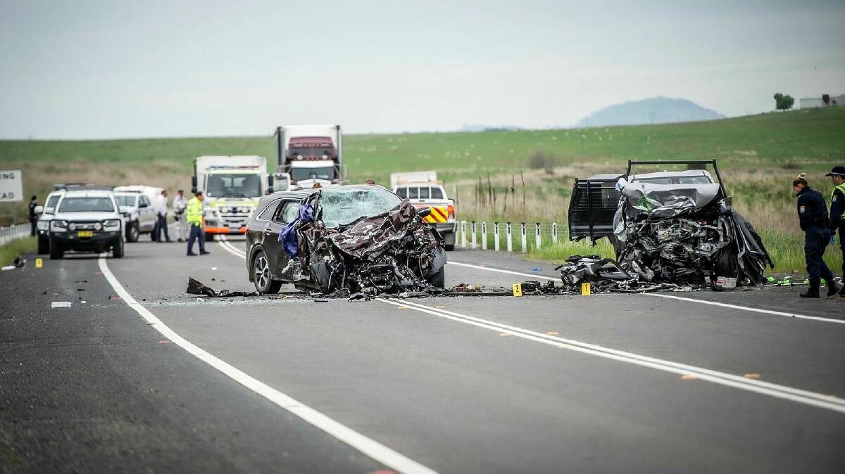 The scene of a fatal accident on the Barton highway near Murrumbateman. PIcture by Karleen Minney