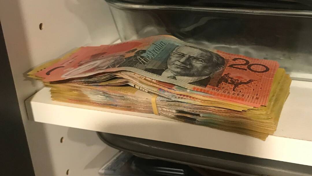 Cash allegedly seized from Srna's Garran home on Friday. Picture by ACT Policing 
