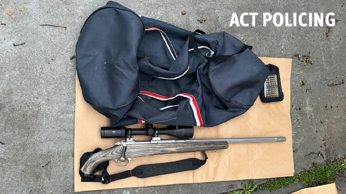 A rifle allegedly seized from Srna's Garran home on Friday. Picture by ACT Policing 