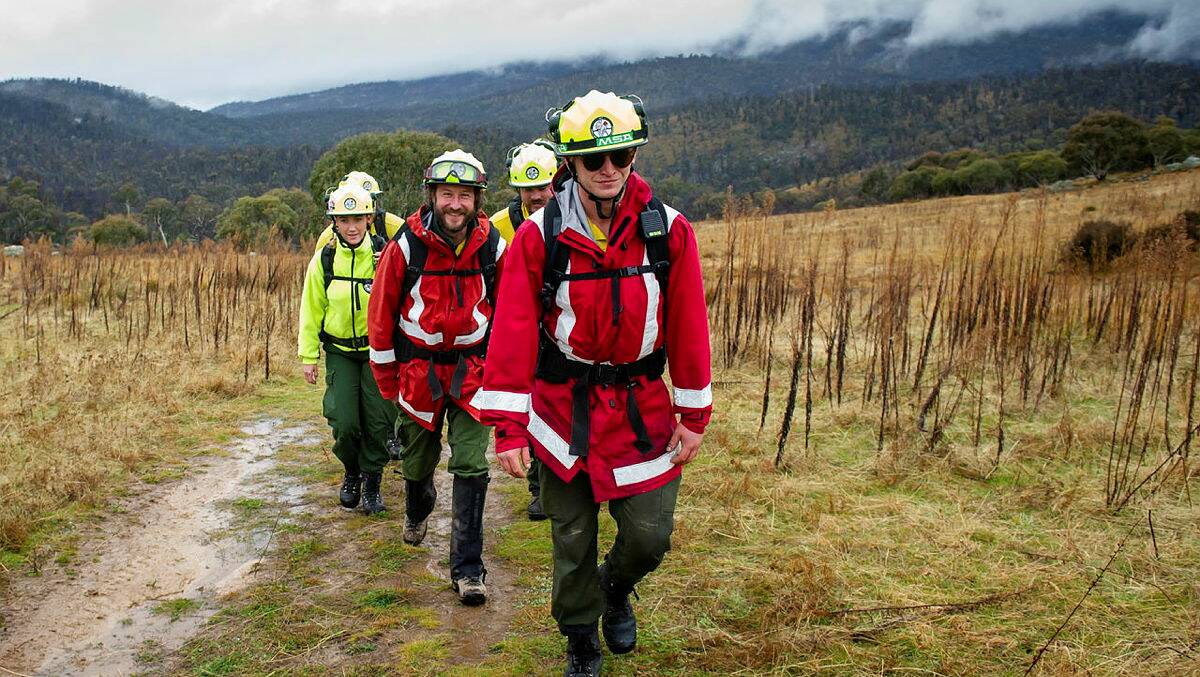 Parks and conservation team during police search and rescue training exercise at Namadgi National Park. Picture by Elesa Kurtz