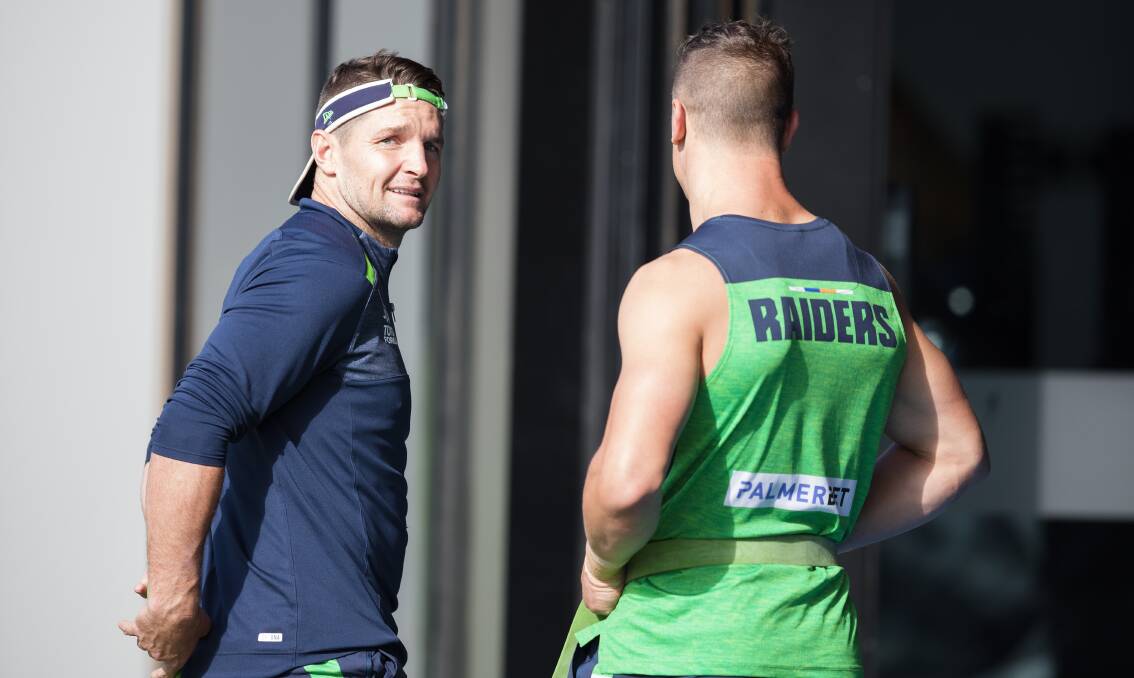 Jarrod Croker and Jack Wighton at Raiders HQ. Picture by Sitthixay Ditthavong