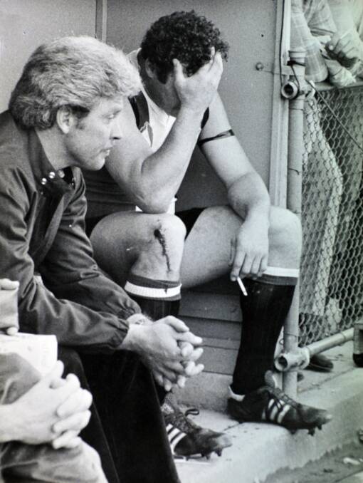 Ainslie captain-coach Kevin Neale in 1981 rests his head in his hand after losing the grand final. Picture by ACM