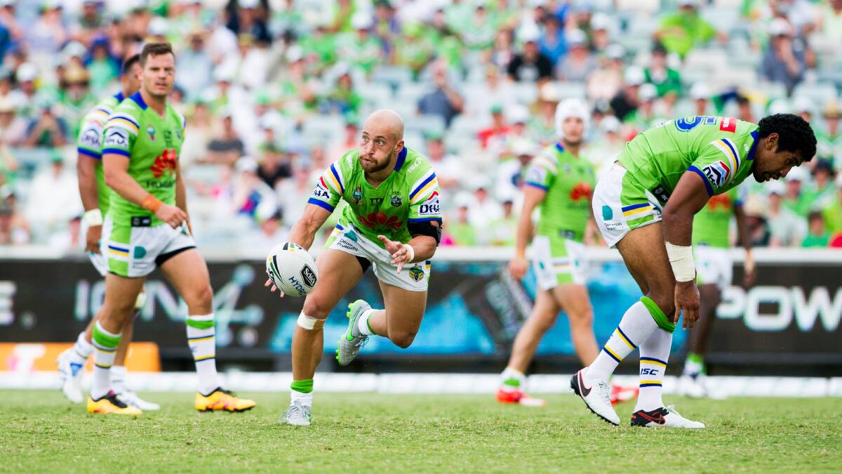 Kurt Baptiste with the Canberra Raiders in 2016. Picture: Jay Cronan.