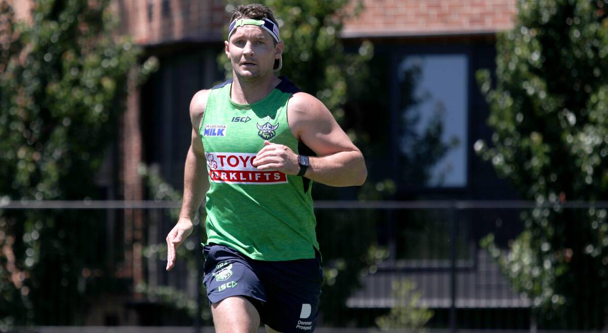 Jarrod Croker training at Raiders HQ. Picture by James Croucher