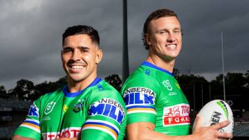 The Canberra Raiders' new halves duo of Jamal Fogarty and Jack Wighton will run out this weekend. Picture: Sitthixay Ditthavong