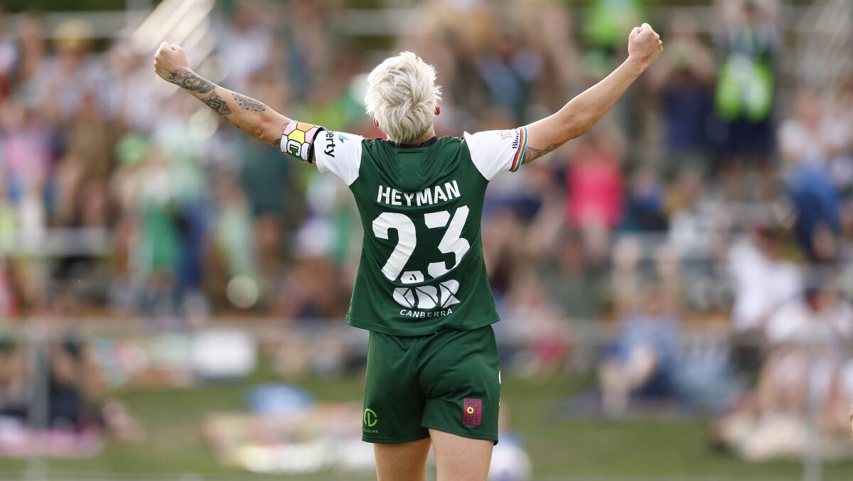 Canberra United's Michelle Heyman is helping to inspire teammates. Picture by Keegan Carroll