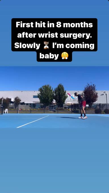 Nick Kyrgios at the Canberra Tennis Centre practicing. Picture Instagram