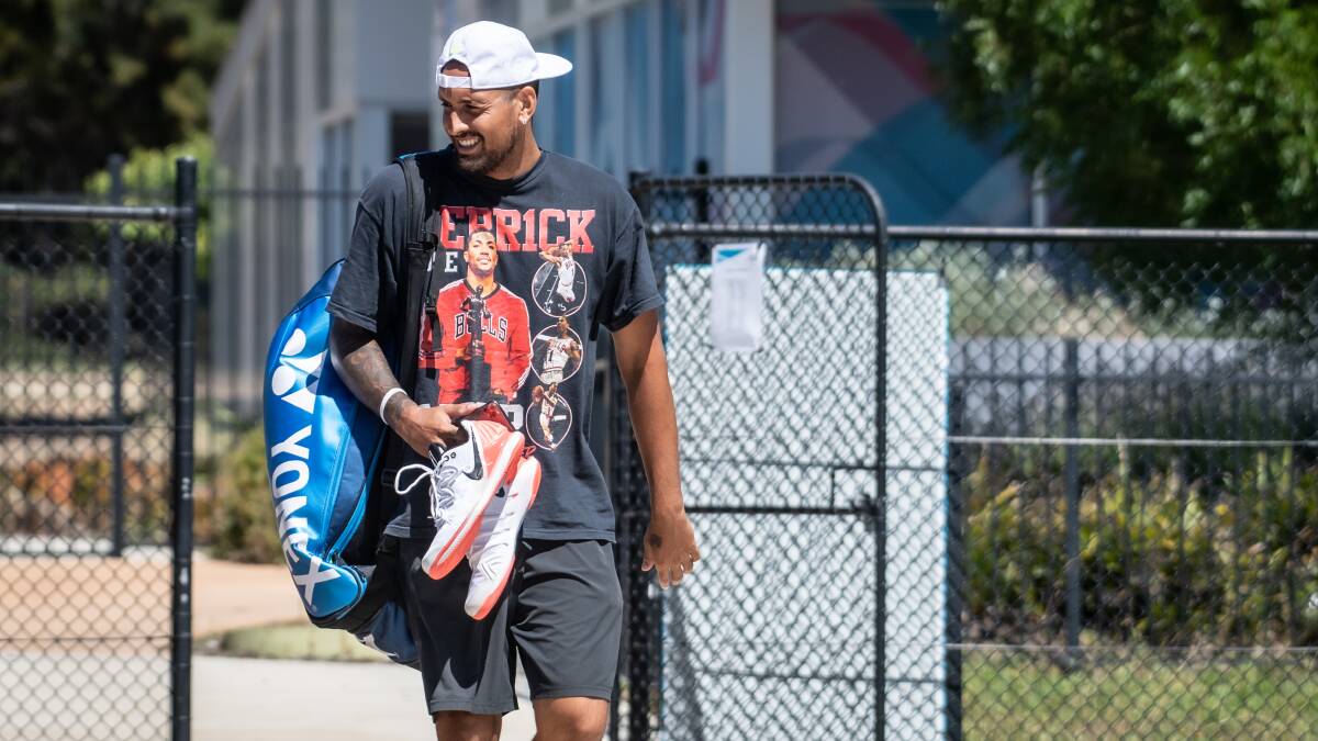 Nick Kyrgios at Lyneham tennis courts. Picture by Karleen Minney