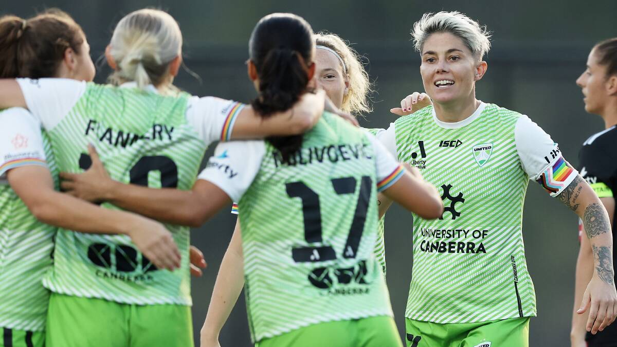 Canberra United skipper Michelle Heyman. Picture Getty Images