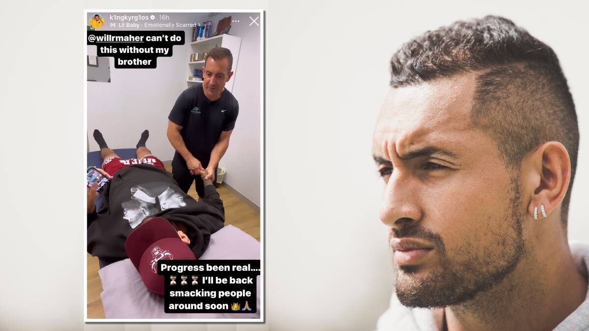Nick Kyrgios shared a positive update about his wrist injury. Pictures by Instagram and Jamila Toderas