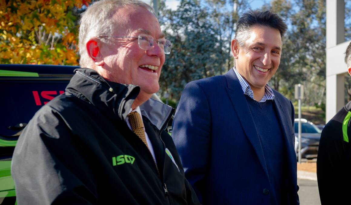 Canberra United coach Njegosh Popovich with Chris Gardiner. Picture by Elesa Kurtz