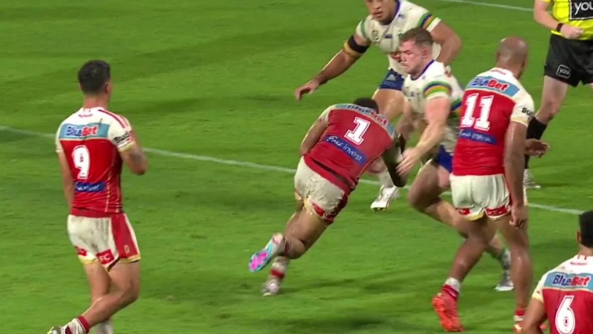 Hudson Young was sin-binned for making a tackle while offside at marker. Picture NRL