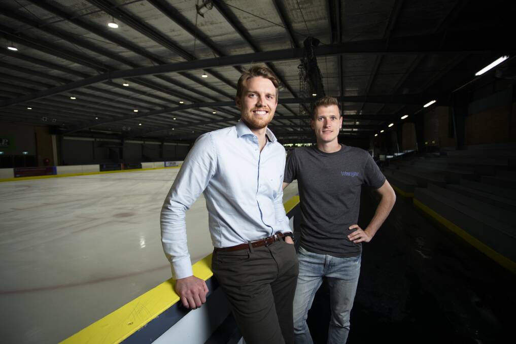 Curler Matthew Millikin and speed skating coach Jay Overvliet are excited for the future ice sport facility in Tuggeranong. Picture by Keegan Carroll