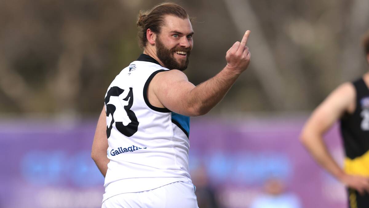 Belconnen's Jacob Taylor returns fire at heckling Tigers fans. Picture by: Keegan Carroll