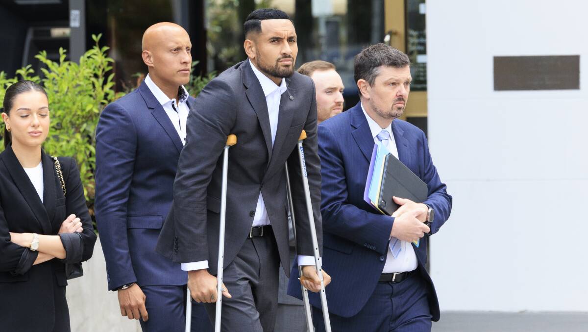 Tennis star Nick Kyrgios arriving at court on Friday. Picture by Keegan Carroll