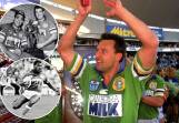 Laurie Daley in 1994, and inset, Mal Meninga and Paul Osborne, and Ken Nagas. Pictures Getty Images, ACM
