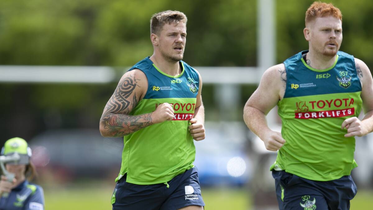 Canberra Raiders training with Ryan Sutton. Picture: Keegan Carroll.