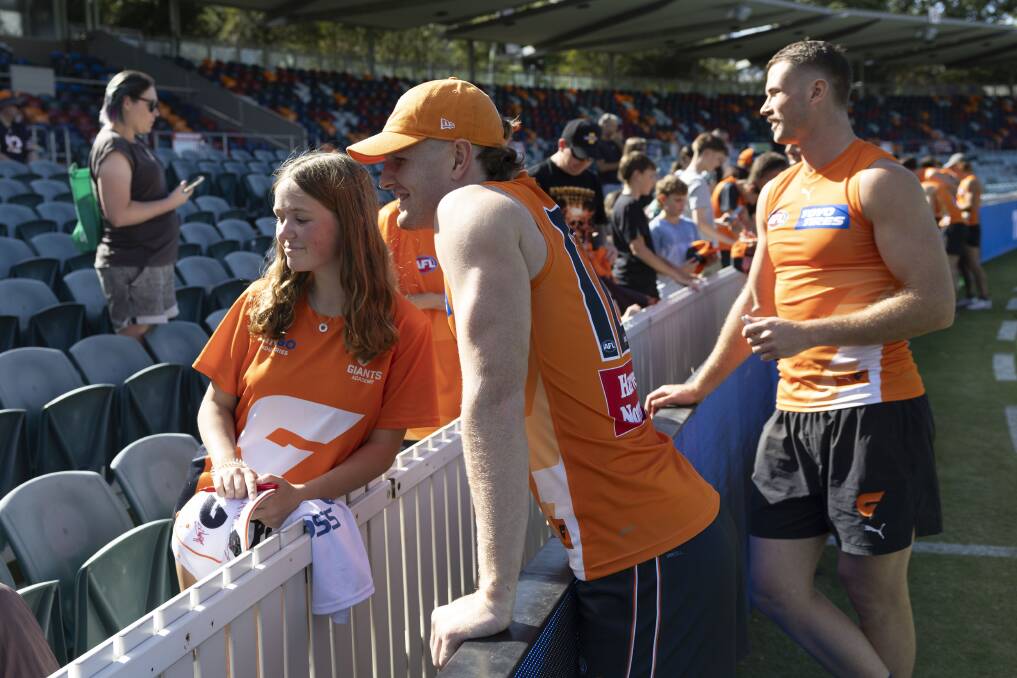 GWS Giants star Tom Green meets with the fans on Friday. Picture by Gary Ramage