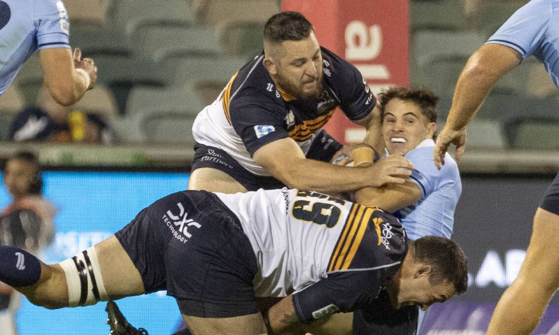 Brumbies star Connal McInerney in against against the Waratahs. Picture by Gary Ramage