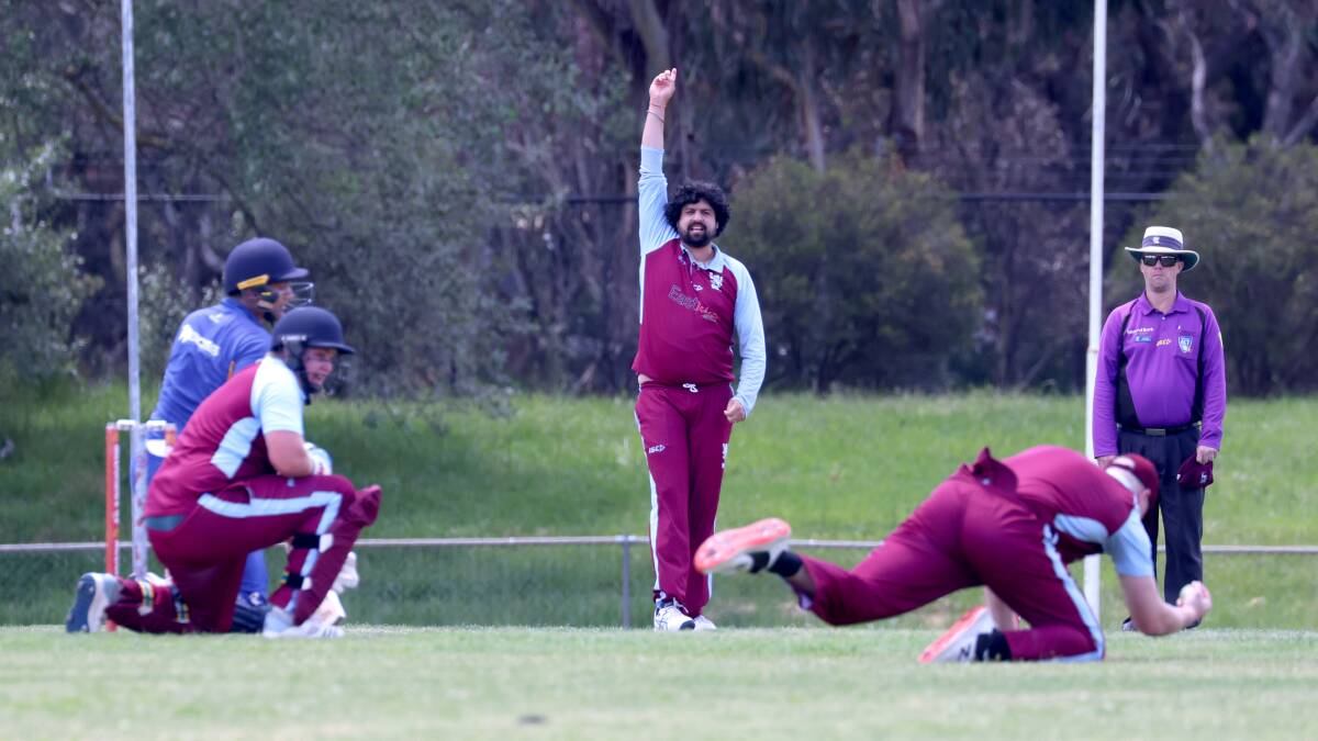 Western District's Siddhartha Sharma stumps ANU's Joseph Wright for a duck. Picture by James Croucher