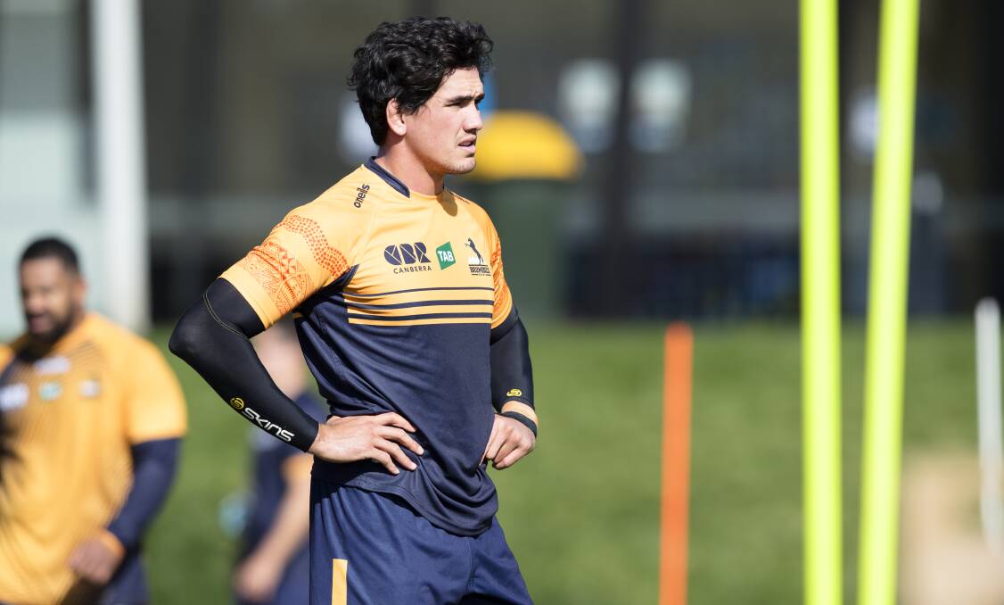 Darcy Swain at Brumbies training on Tuesday ahead of his milestone match. Picture: Keegan Carroll